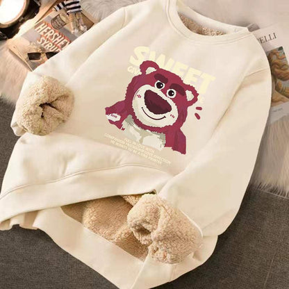 Cashmere Thickened Sweater Women&#39;s Autumn Winter Cashmere Round Neck Red Strawberry Bear Top Winter 2023 Coat Sweater - NERD BEM TRAJADO