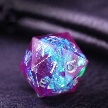 7Pcs/Set Blue Purple Ice Crystal Style DND Dice D&amp;D COC Dice D4 D6 D8 D10 D% D12 D20 Table Games MTG RPG Dice Set - NERD BEM TRAJADO