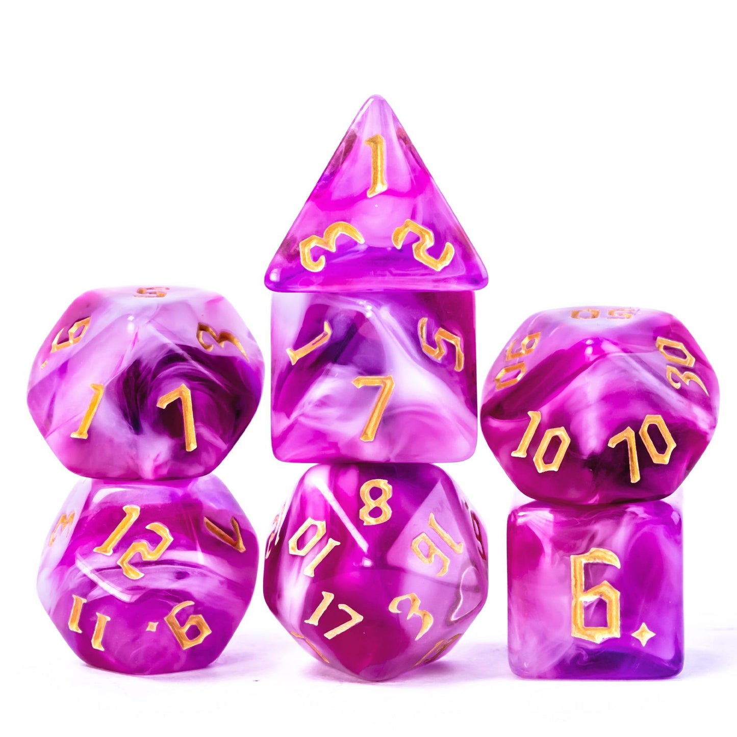 Poludie 7Pcs/Set Multicolor DND Dice Set D4 D6 D8 D10 D% D12 D20 Polyhedral Dice for Warhammer Role Playing Board Game D&amp;D MTG - NERD BEM TRAJADO