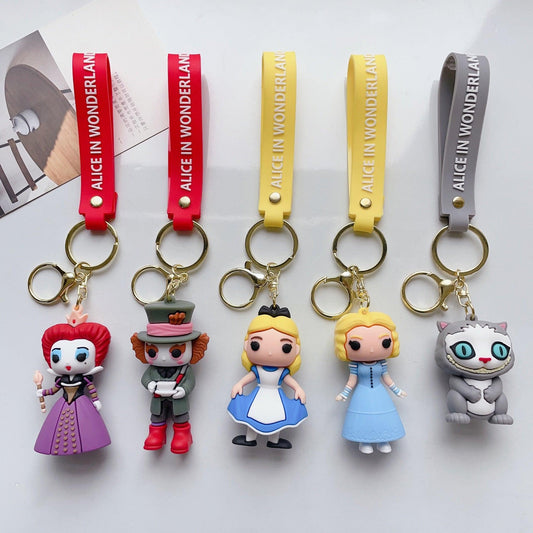 Creative Cartoon Alice in Wonderland Cute Alice Mad Hatter Red Queen Key Chain Male And Female Bag - NERD BEM TRAJADO