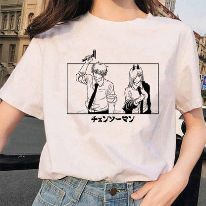 Camiseta Feminina Personagens Chainsaw Man - NERD BEM TRAJADO