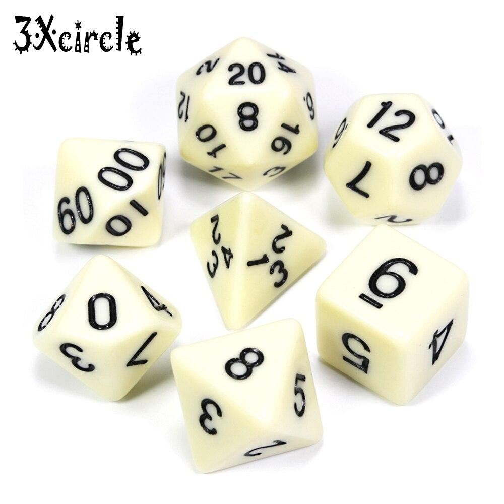 Black with Blue Ink Color 7pcs Opaque Dice Set D4,D6,D8,D10,D10%,D12,D20 Polyhedral Dices Dnd Rpg Board Game - NERD BEM TRAJADO