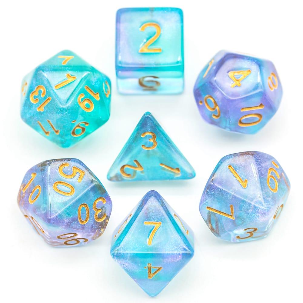 Poludie 7Pcs/Set Flash DND Dice Set D4 D6 D8 D10 D% D12 D20 Polyhedral Dice for Dungeons and Dragons RPG Board Game MTG D&amp;D - NERD BEM TRAJADO