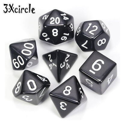 Black with Blue Ink Color 7pcs Opaque Dice Set D4,D6,D8,D10,D10%,D12,D20 Polyhedral Dices Dnd Rpg Board Game - NERD BEM TRAJADO