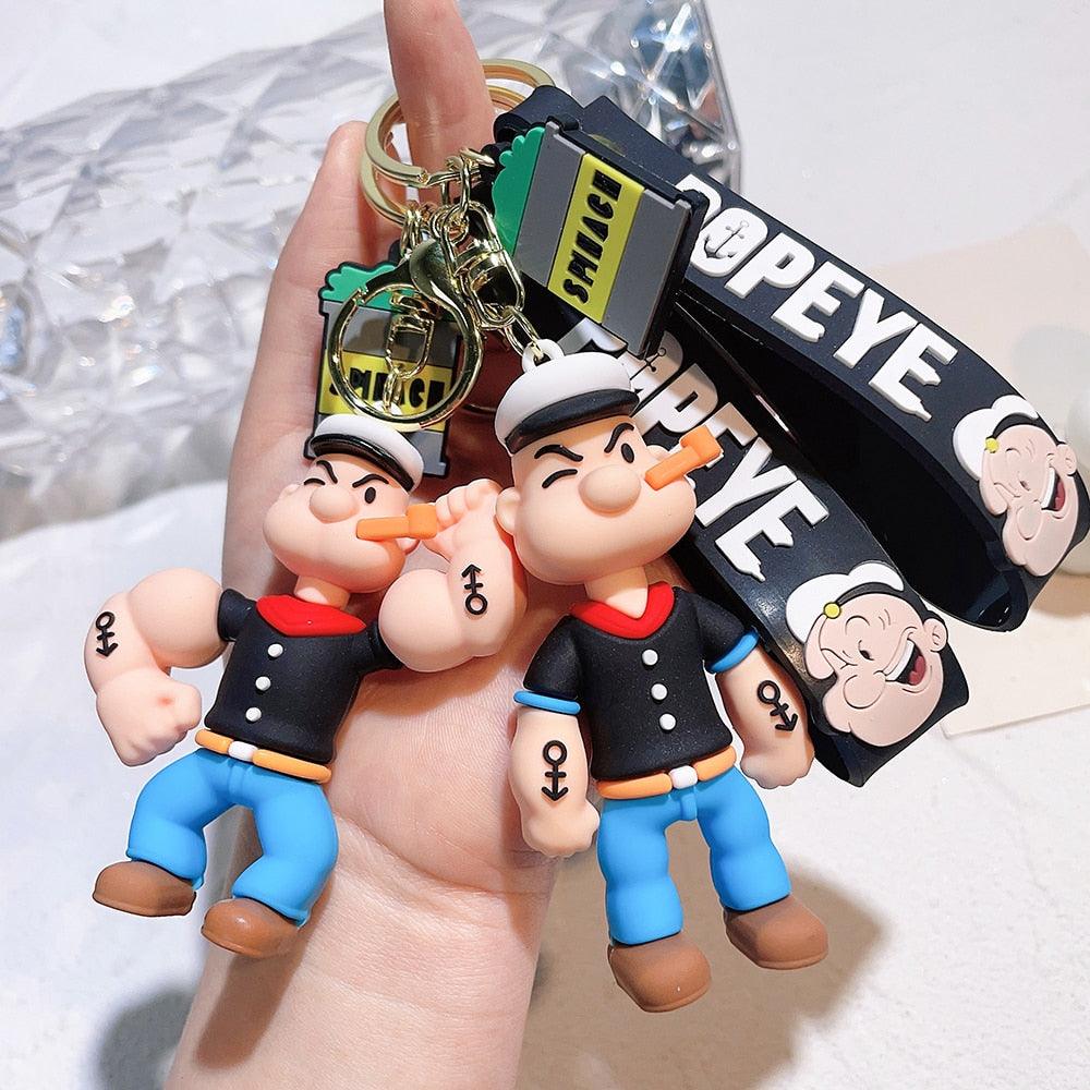 Creativity Popeye The Sailor Keychain Kawaii Doll Anime Figure Popeye Pendant Backpack Car Keyring Accessories Pvc Toys Gift - NERD BEM TRAJADO