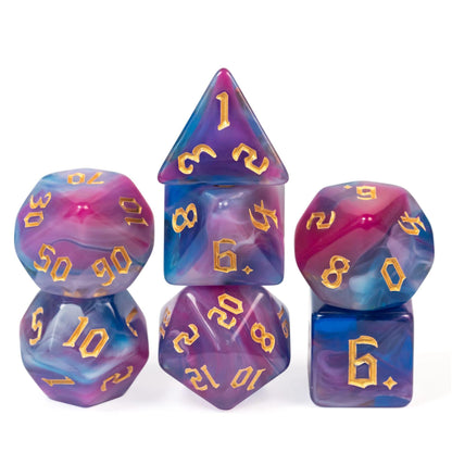 Poludie 7Pcs/Set Multicolor DND Dice Set D4 D6 D8 D10 D% D12 D20 Polyhedral Dice for Warhammer Role Playing Board Game D&amp;D MTG - NERD BEM TRAJADO