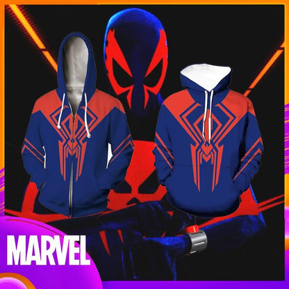 Marvel Spider Man 2099 Hoodies Miguel O'Hara Anime 3d Printing Cosplay Zipper Sweater Casual Outer Cartoon Men Clothing Sweater - NERD BEM TRAJADO