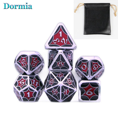 New Arrival 7 Pcs/ Set Shiny Polyhedral Metal Dice Sets D4 D6 D8 D10 D12 D20 with Leather Bag, for DND RPG Tabletop Game As Gift - NERD BEM TRAJADO