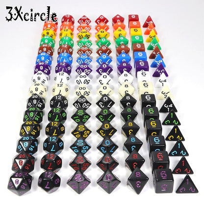 Black with Blue Ink Color 7pcs Opaque Dice Set D4,D6,D8,D10,D10%,D12,D20 Polyhedral Dices Dnd Rpg Board Game - NERD BEM TRAJADO