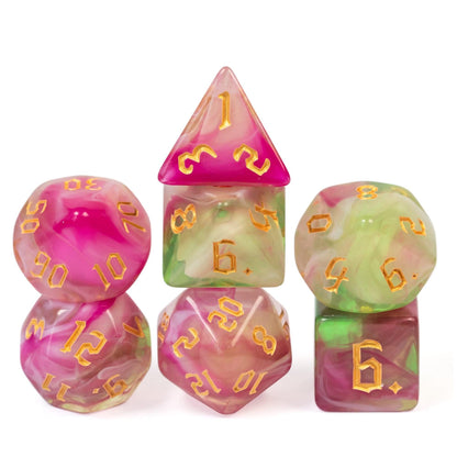 Poludie 7Pcs/Set Multicolor DND Dice Set D4 D6 D8 D10 D% D12 D20 Polyhedral Dice for Warhammer Role Playing Board Game D&amp;D MTG - NERD BEM TRAJADO