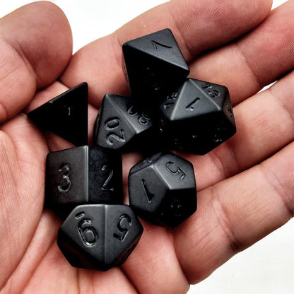 IMDG 7pcs/set Black RPG Dice Set New Personality Unprinted Polyhedron Cubes DND Board Game Digital Dice - NERD BEM TRAJADO