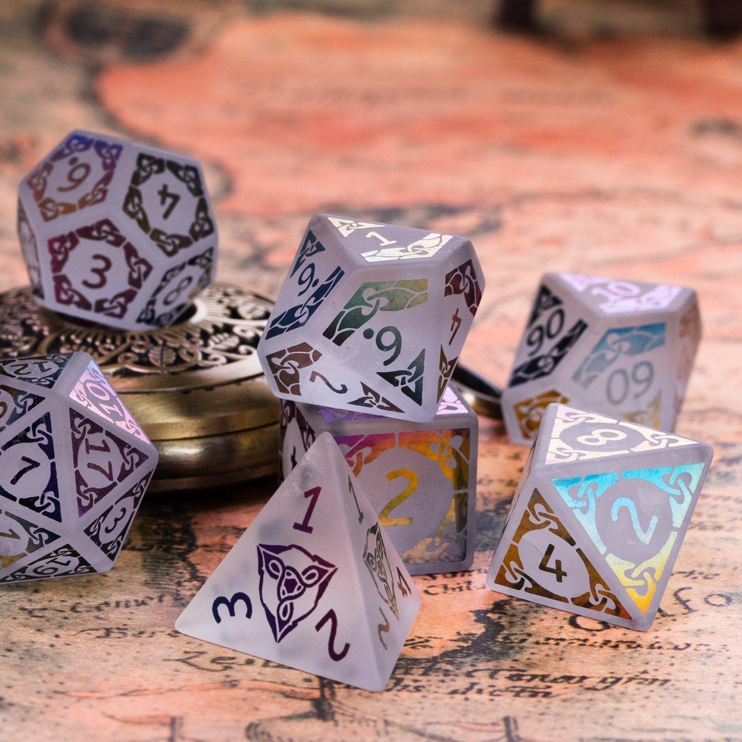 Kit de Dados RPG de Cristal Premium - NERD BEM TRAJADO