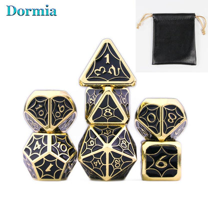 New Arrival 7 Pcs/ Set Shiny Polyhedral Metal Dice Sets D4 D6 D8 D10 D12 D20 with Leather Bag, for DND RPG Tabletop Game As Gift - NERD BEM TRAJADO