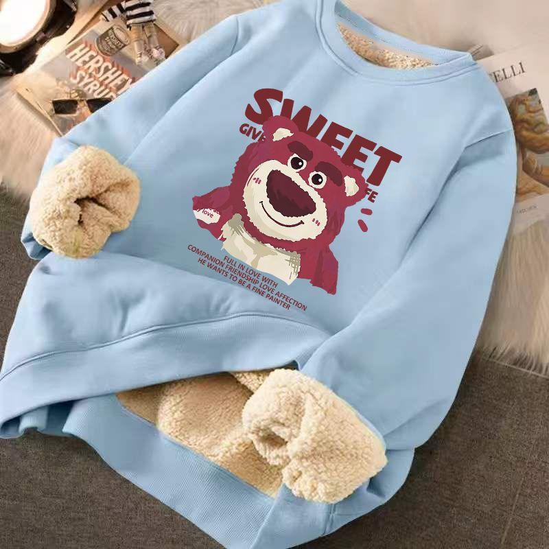 Cashmere Thickened Sweater Women&#39;s Autumn Winter Cashmere Round Neck Red Strawberry Bear Top Winter 2023 Coat Sweater - NERD BEM TRAJADO