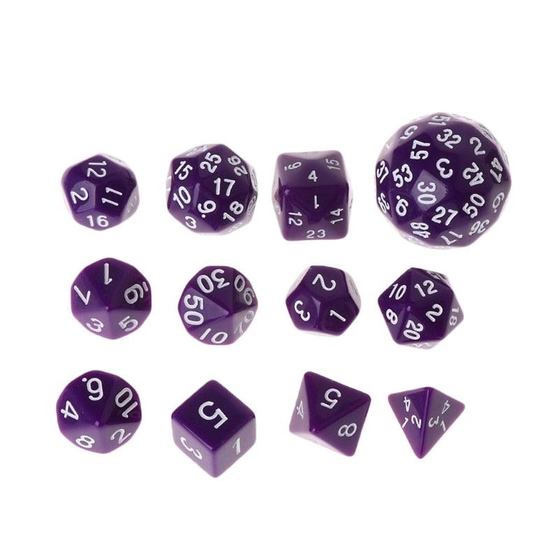 12pcs/Set Multi-sided Polyhedral Dice D4 D6 D8 D10 D12 D20 D24 D30 D60 - NERD BEM TRAJADO