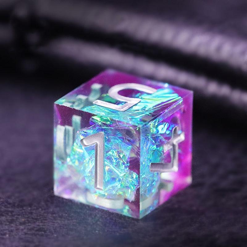 7Pcs/Set Blue Purple Ice Crystal Style DND Dice D&amp;D COC Dice D4 D6 D8 D10 D% D12 D20 Table Games MTG RPG Dice Set - NERD BEM TRAJADO