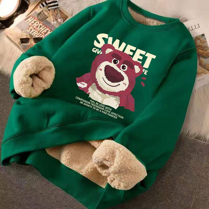 Cashmere Thickened Sweater Women&#39;s Autumn Winter Cashmere Round Neck Red Strawberry Bear Top Winter 2023 Coat Sweater - NERD BEM TRAJADO