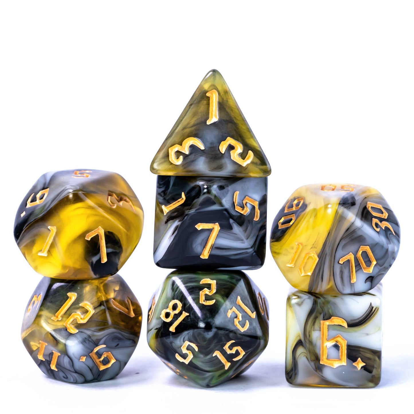 Poludie 7Pcs/Set Multicolor DND Dice Set D4 D6 D8 D10 D% D12 D20 Polyhedral Dice for Warhammer Role Playing Board Game D&amp;D MTG - NERD BEM TRAJADO