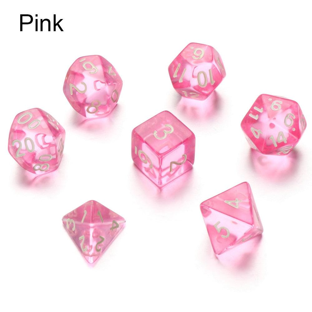 7Pcs/Set Multi-Sided Clear Dice Set Game Dice For RPG DND Accessories Polyhedral Dice For Board Card Game Tarot Supplies - NERD BEM TRAJADO