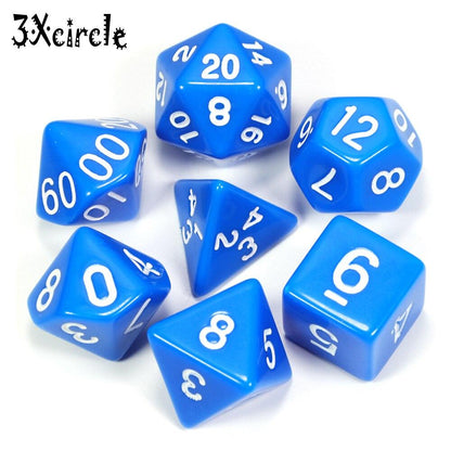 Black with Blue Ink Color 7pcs Opaque Dice Set D4,D6,D8,D10,D10%,D12,D20 Polyhedral Dices Dnd Rpg Board Game - NERD BEM TRAJADO