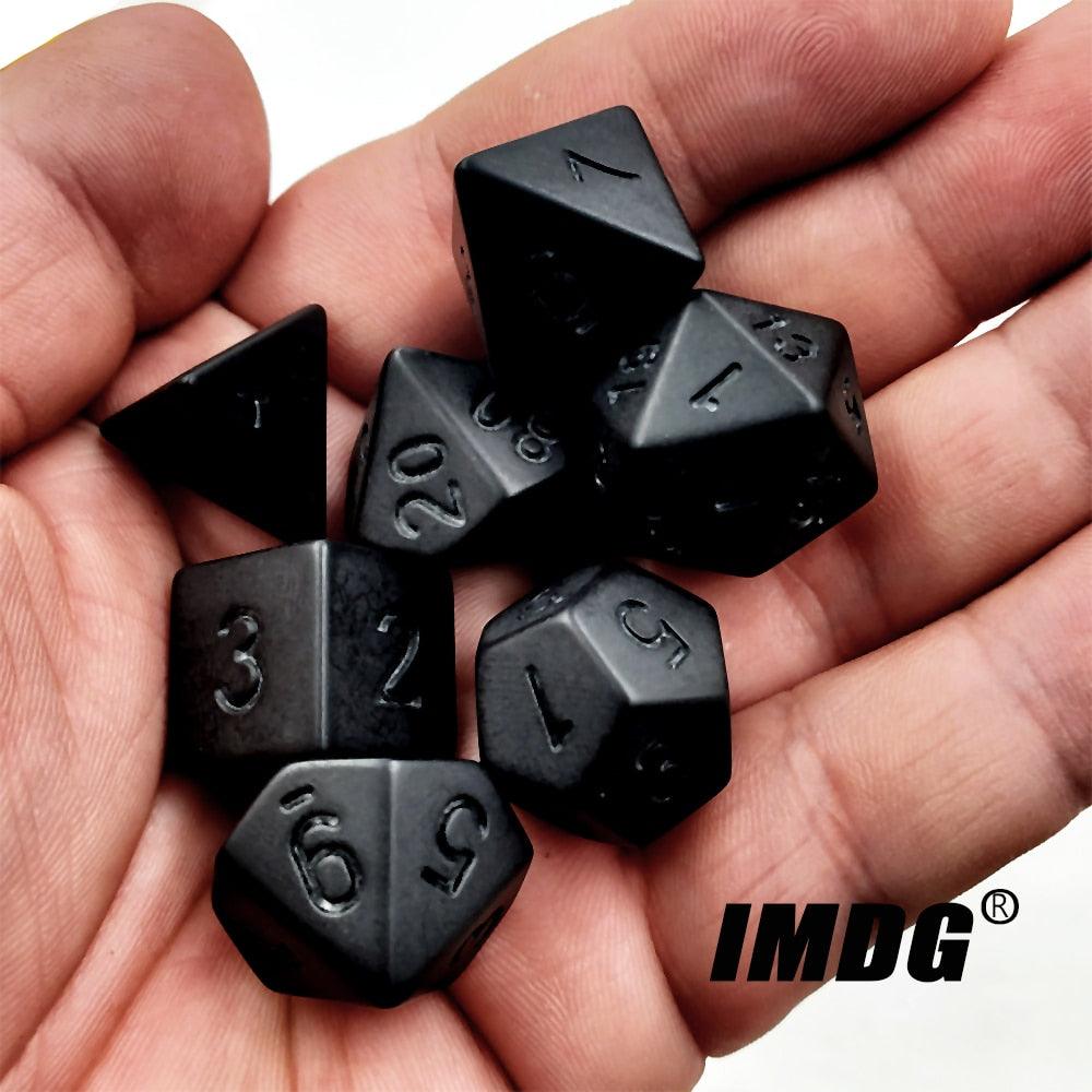 IMDG 7pcs/set Black RPG Dice Set New Personality Unprinted Polyhedron Cubes DND Board Game Digital Dice - NERD BEM TRAJADO