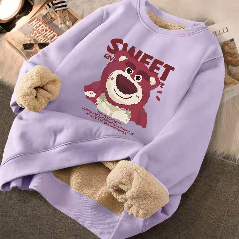 Cashmere Thickened Sweater Women&#39;s Autumn Winter Cashmere Round Neck Red Strawberry Bear Top Winter 2023 Coat Sweater - NERD BEM TRAJADO