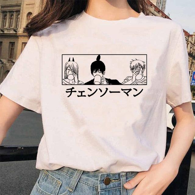 Camiseta Feminina Personagens Chainsaw Man - NERD BEM TRAJADO