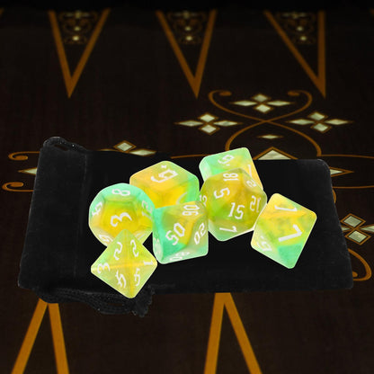 Set of 7 Polyhedral Dices Set D8 D10 D12 D20 for DND Role Playing Board Game - NERD BEM TRAJADO