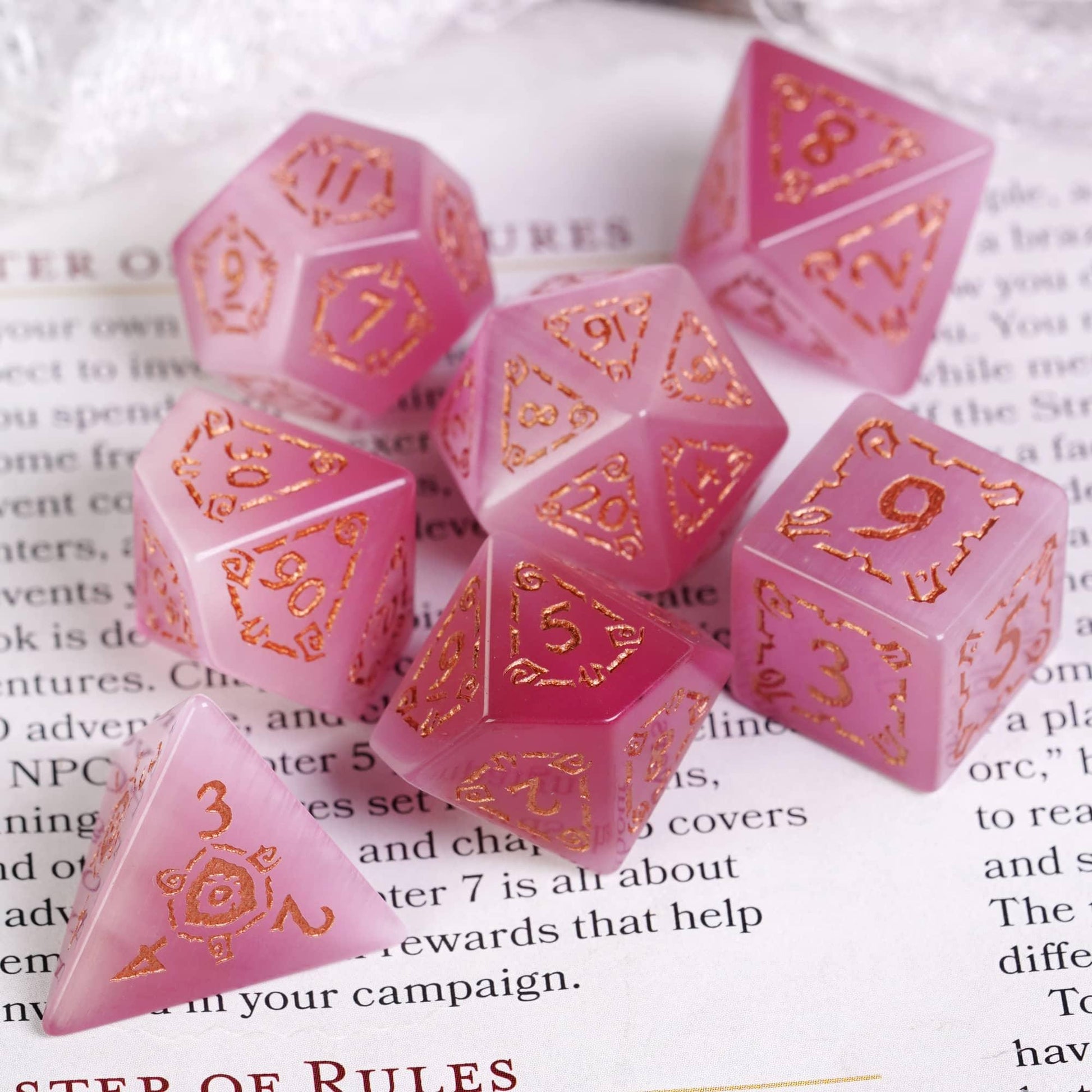 Kit de Dados RPG de Gema Preciosa - Modelo 03 - NERD BEM TRAJADO