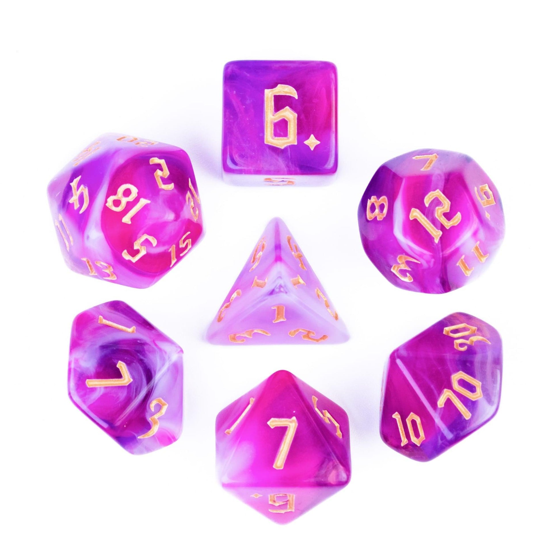 Poludie 7Pcs/Set Multicolor DND Dice Set D4 D6 D8 D10 D% D12 D20 Polyhedral Dice for Warhammer Role Playing Board Game D&amp;D MTG - NERD BEM TRAJADO