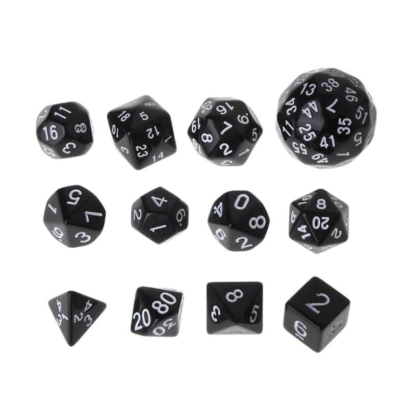 12pcs/Set Multi-sided Polyhedral Dice D4 D6 D8 D10 D12 D20 D24 D30 D60 - NERD BEM TRAJADO