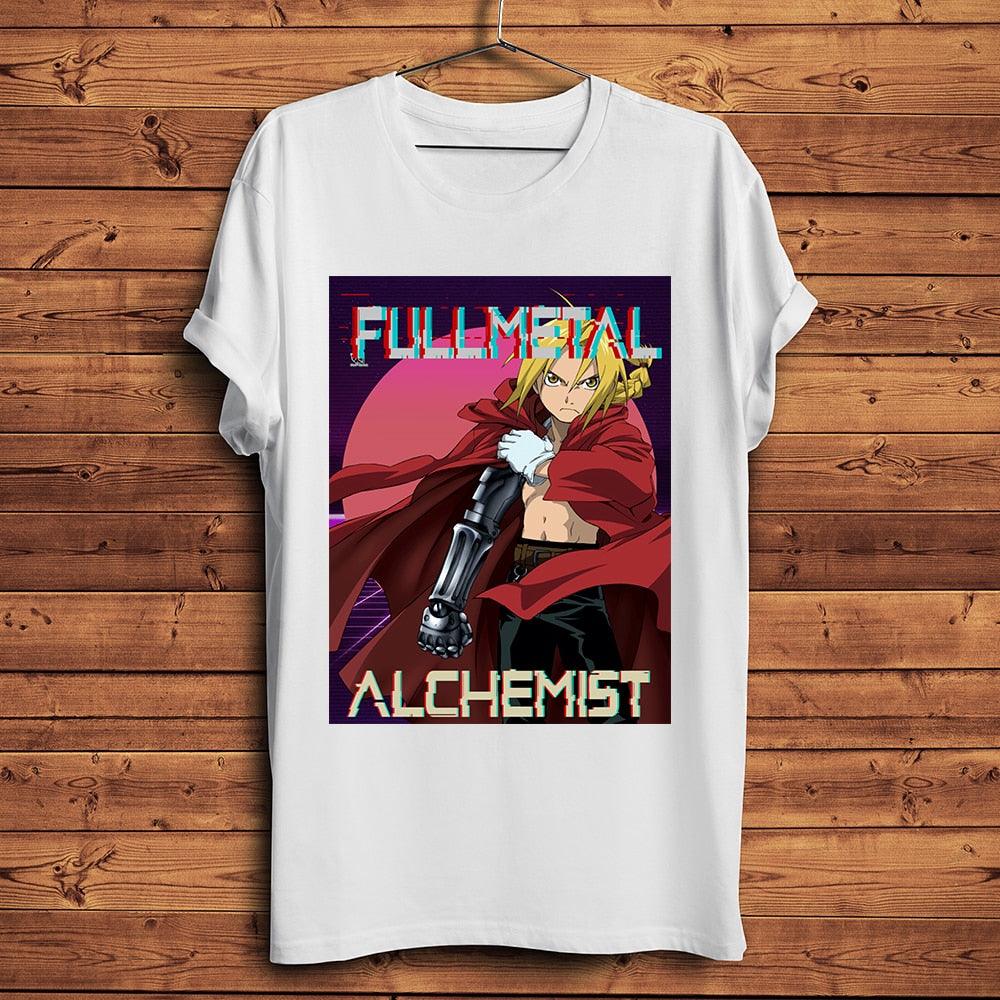 Fullmetal Alchemist Edward Alphonse Elric Brother Glitch Funny Anime T Shirt Men Casual white Homme Tshirt Unisex Streetwear Tee - NERD BEM TRAJADO