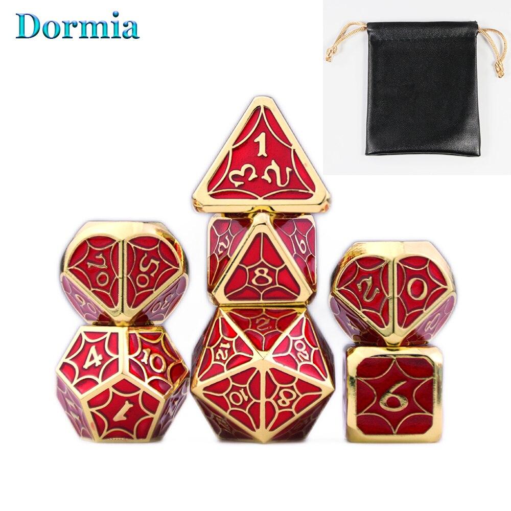 New Arrival 7 Pcs/ Set Shiny Polyhedral Metal Dice Sets D4 D6 D8 D10 D12 D20 with Leather Bag, for DND RPG Tabletop Game As Gift - NERD BEM TRAJADO