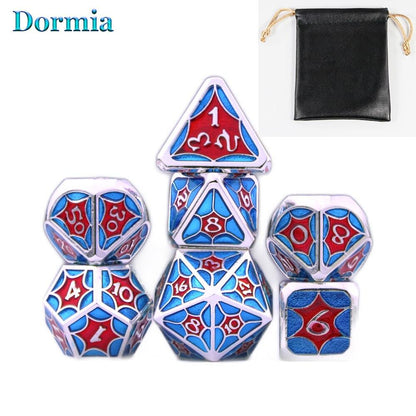 New Arrival 7 Pcs/ Set Shiny Polyhedral Metal Dice Sets D4 D6 D8 D10 D12 D20 with Leather Bag, for DND RPG Tabletop Game As Gift - NERD BEM TRAJADO