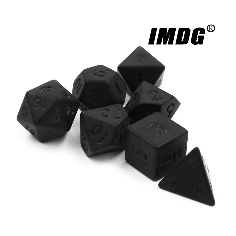 IMDG 7pcs/set Black RPG Dice Set New Personality Unprinted Polyhedron Cubes DND Board Game Digital Dice - NERD BEM TRAJADO